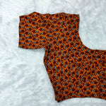 Everyday Wear Cotton Ajrak Print Blouse in Orange