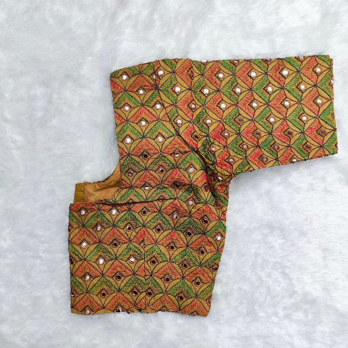 Gold Peacock Mirror ELB Blouse