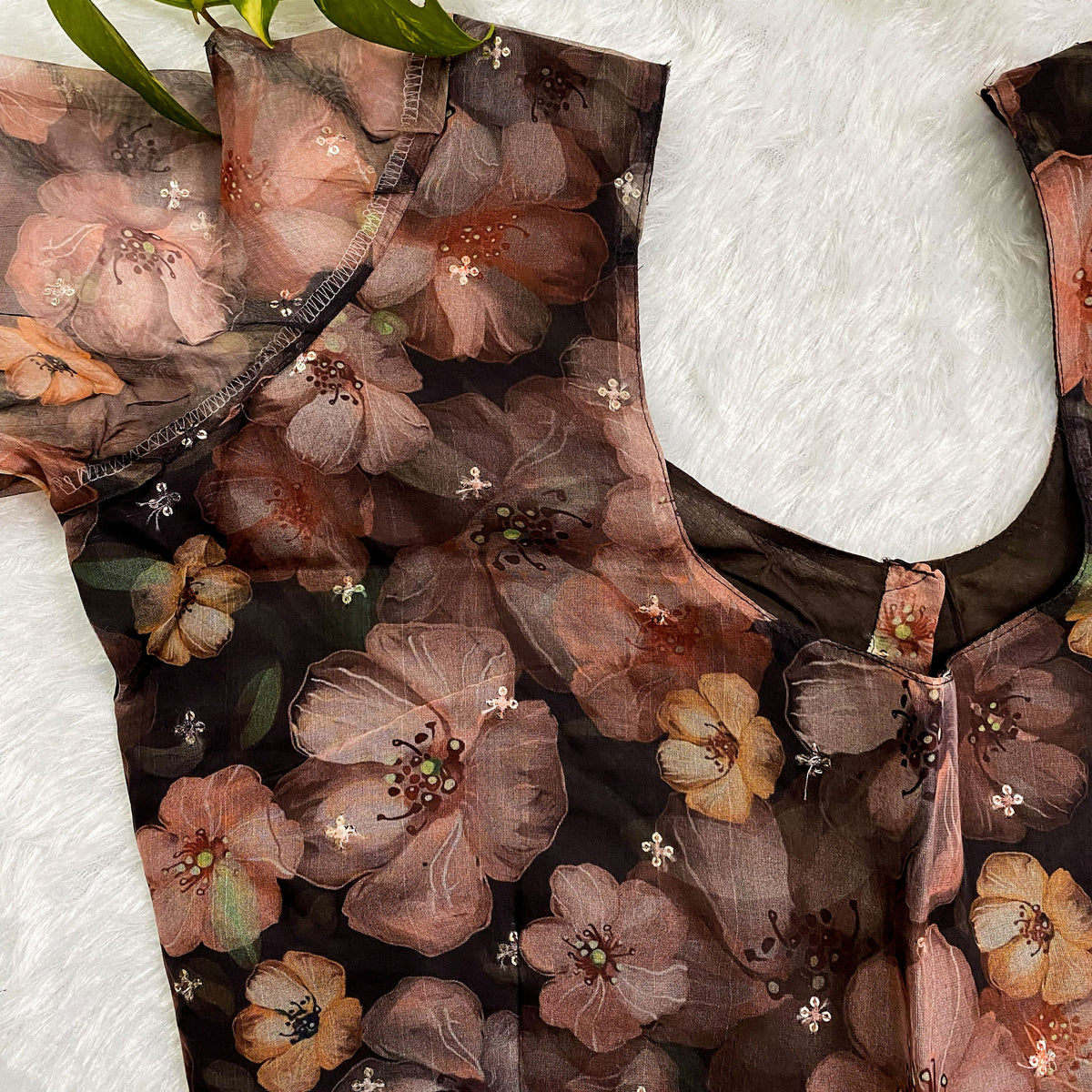 Festival Wear Floral Embroidery Organza Blouse