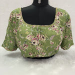 Designer Blouse with Floral Green Fabric
