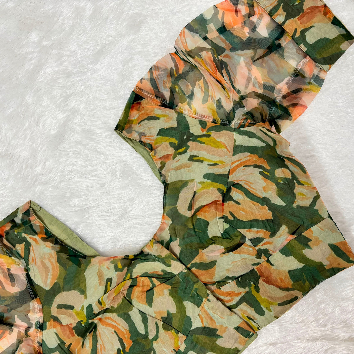 Organza Green Floral Blouse