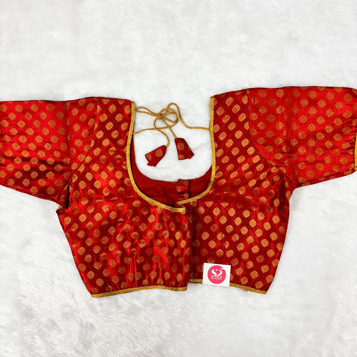 Cherry Red Brocade Cherry Blouse