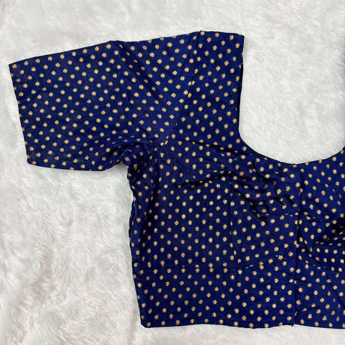 Kora Silk ELB Navy Blue with Gold Dots