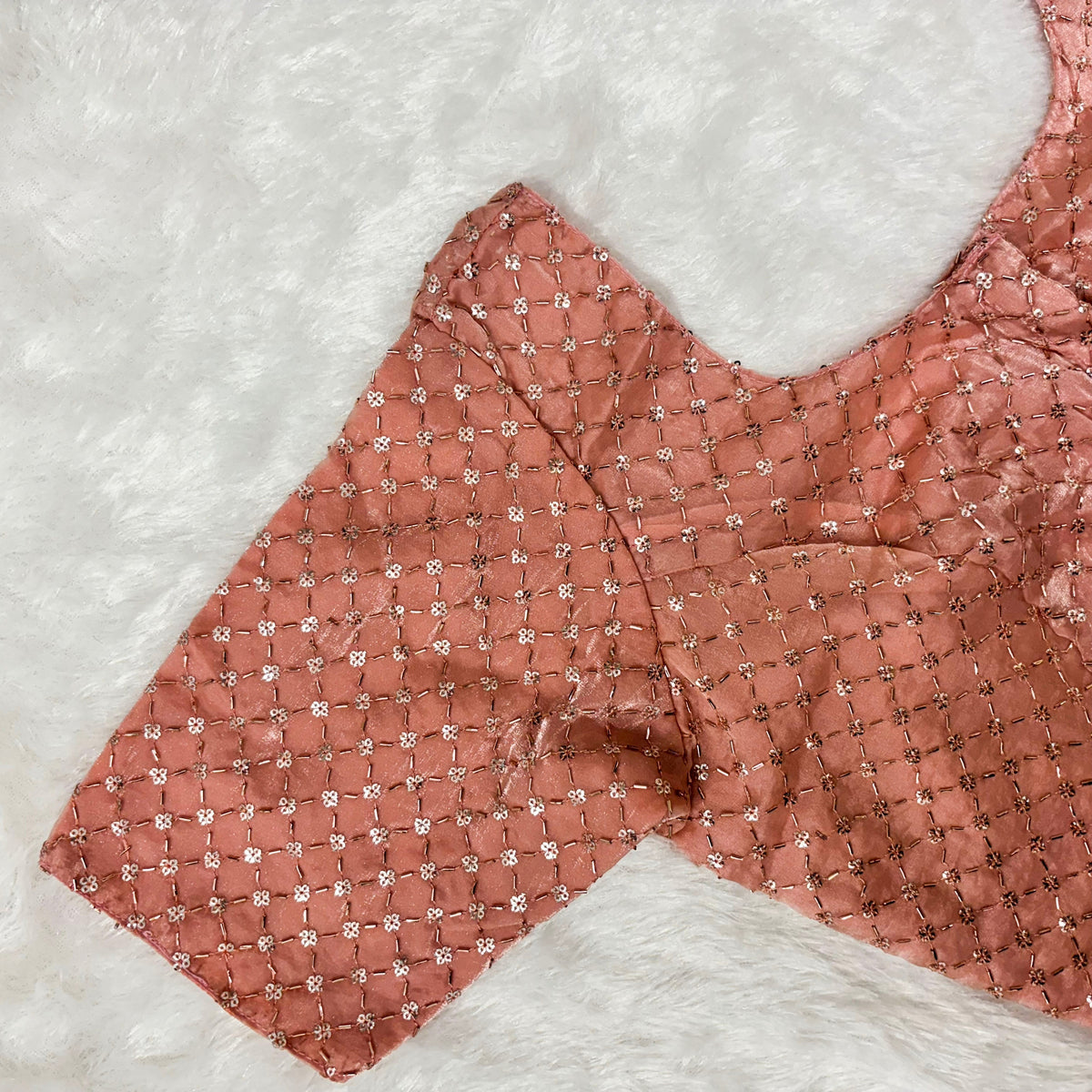 Blush Peach Fendy Check Exclusive Ladies Blouse (ELB)