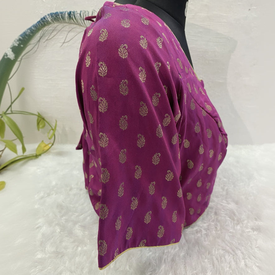 Designer Blouse in Purple with Golden Detailing