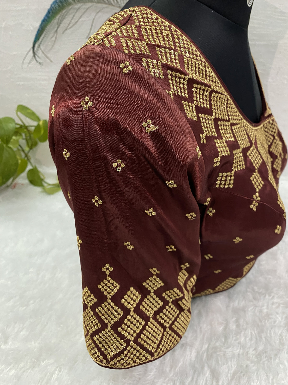 Copper Brocade Silk Designer Blouse