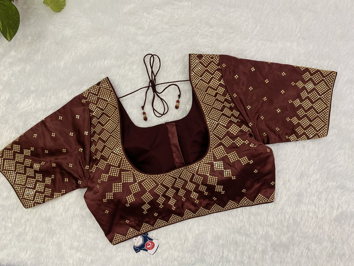 Copper Brocade Silk Designer Blouse