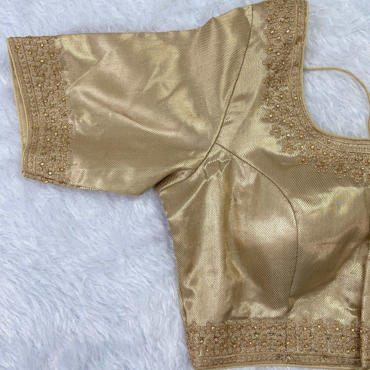 Designer Blouse in Champagne Gold with Golden Detailing