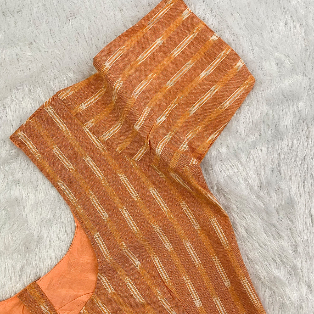 Everyday Wear Cotton Ikkat Blouse in Orange