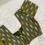 Everyday Wear Cotton Ikkat Blouse in Olive Green