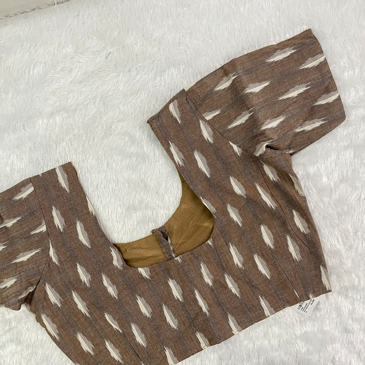 Everyday Cotton Ikkat Blouse in Brown & White