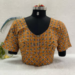 Everyday Wear Cotton Ajrak Print Blouse in Mustard Yellow