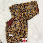 Everyday Cotton Handloom Kalamkari Blouse - Brown & Blue