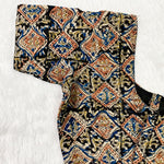 Everyday Cotton Handloom Kalamkari Blouse - Navy Blue & Beige