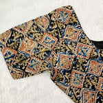 Everyday Cotton Handloom Kalamkari Blouse - Navy Blue & Beige