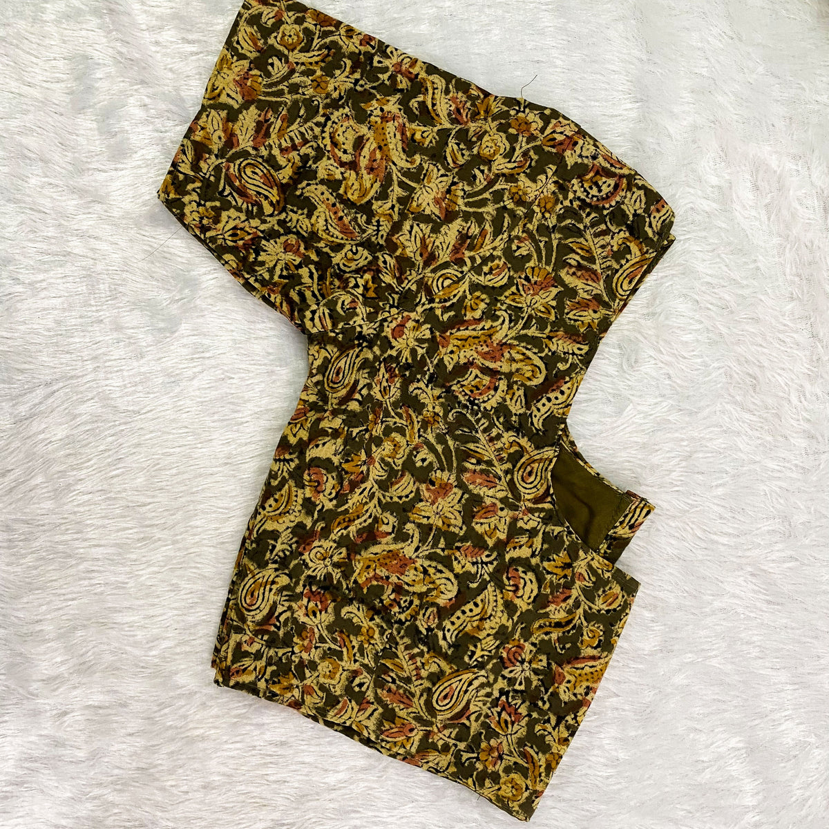Everyday Cotton Handloom Kalamkari Blouse - Olive Green