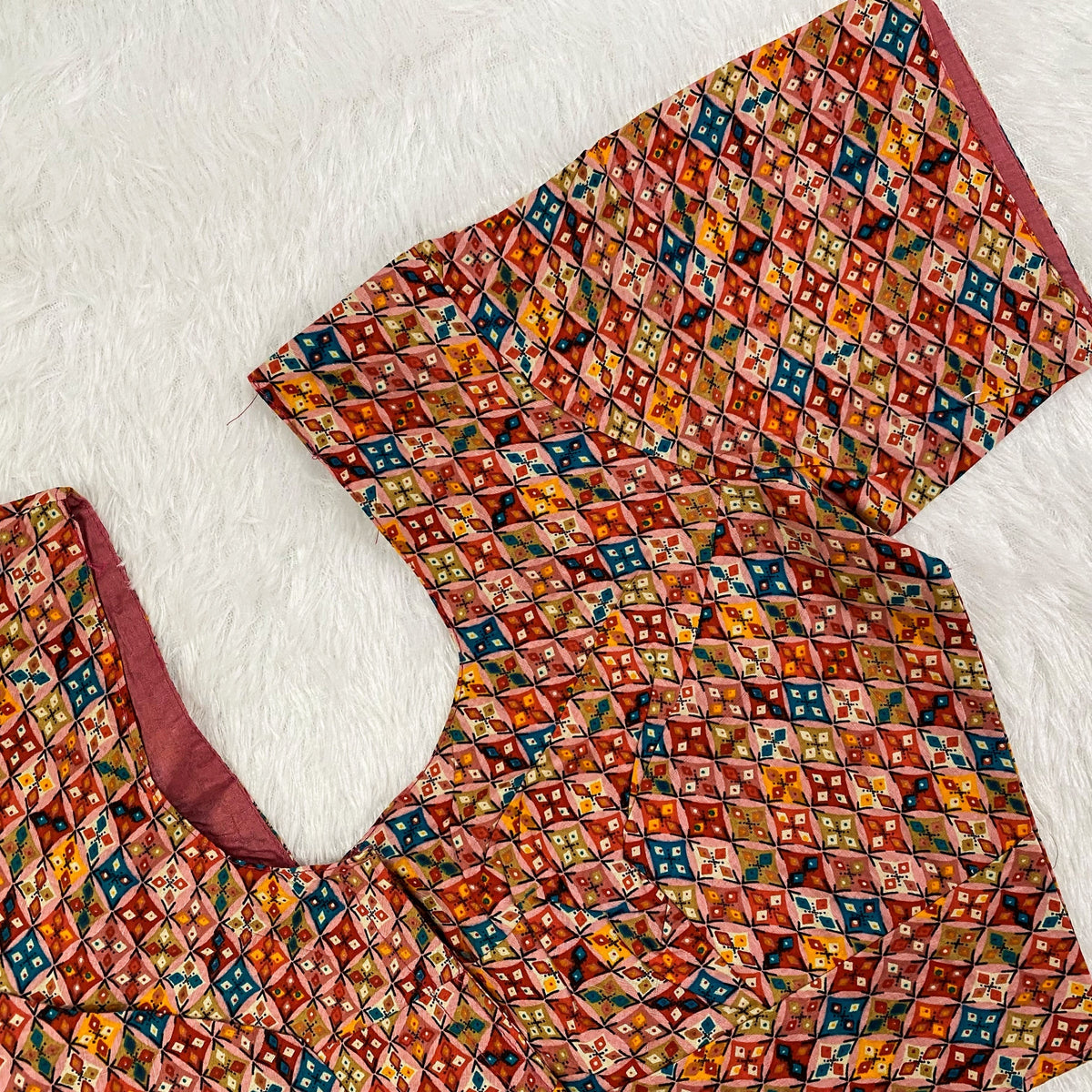 Everyday Wear Cotton Google Print Blouse in Multicolor