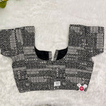 Everyday Wear Cotton Google Print Blouse in Black and White
