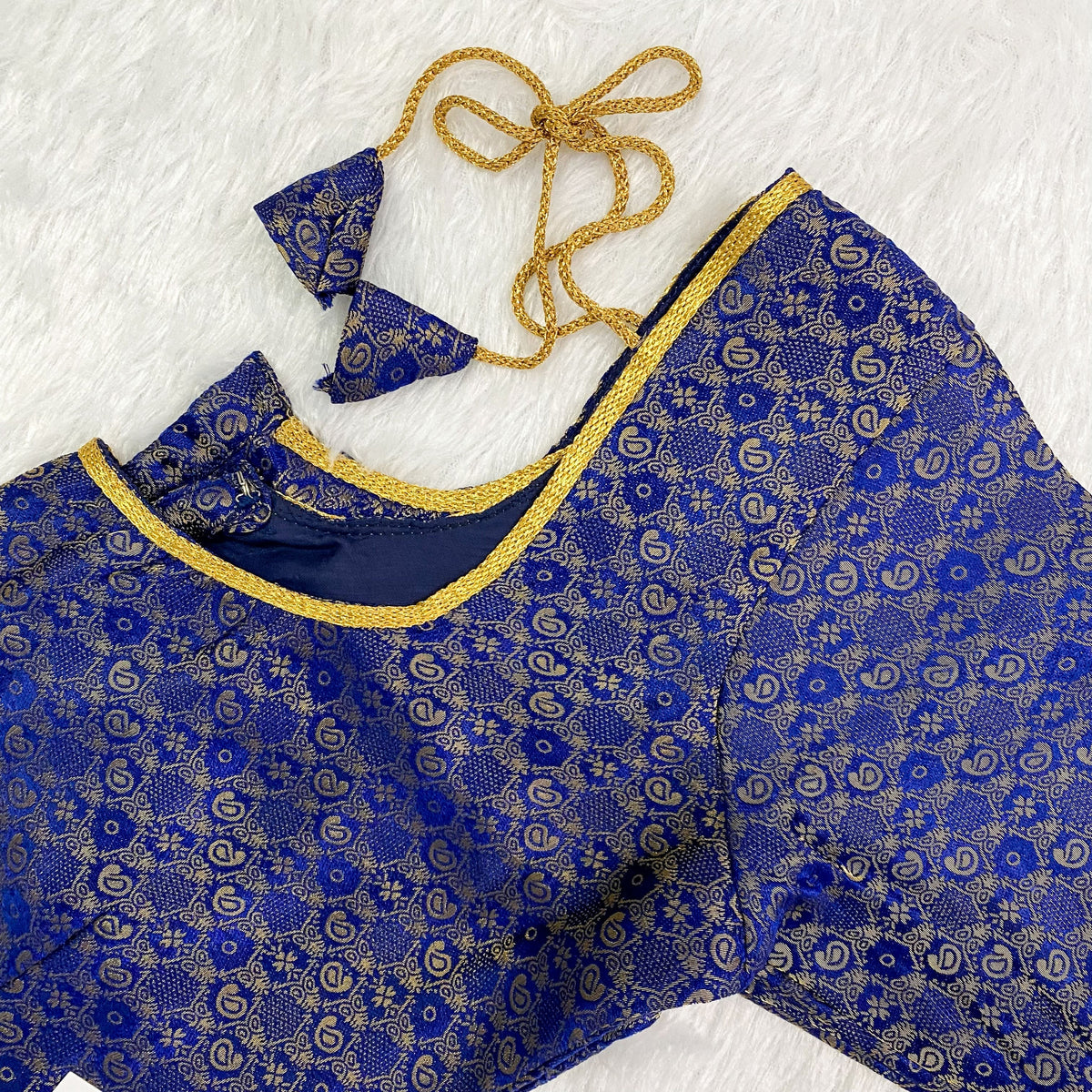 Royal Blue Brocade Cherry Blouse
