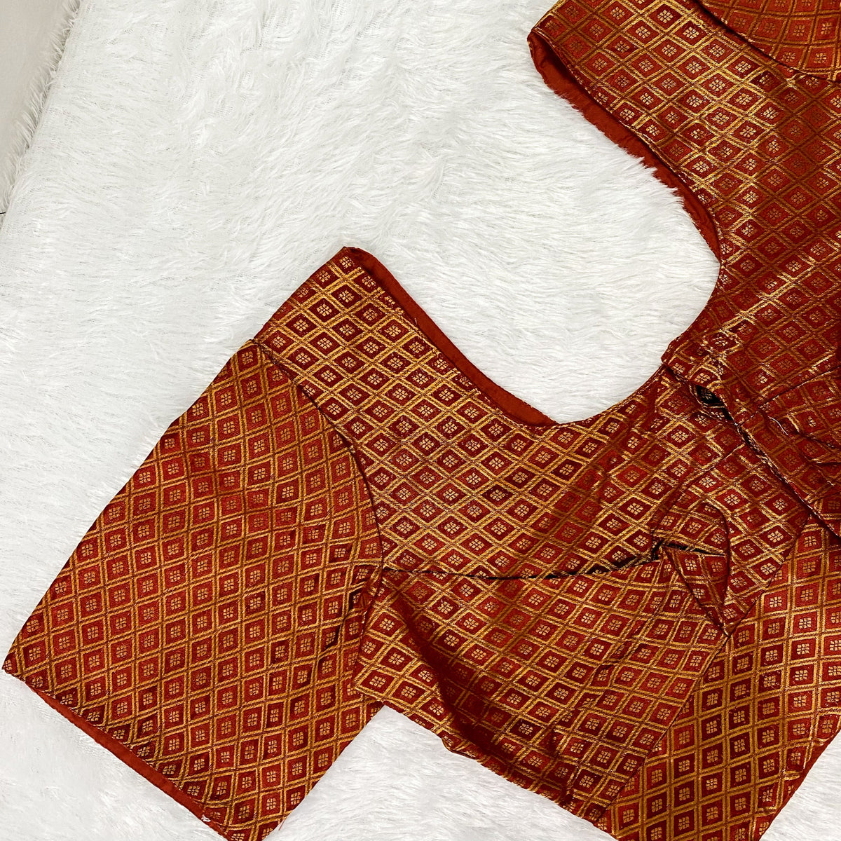 Rust Orange Brocade Karina Blouse