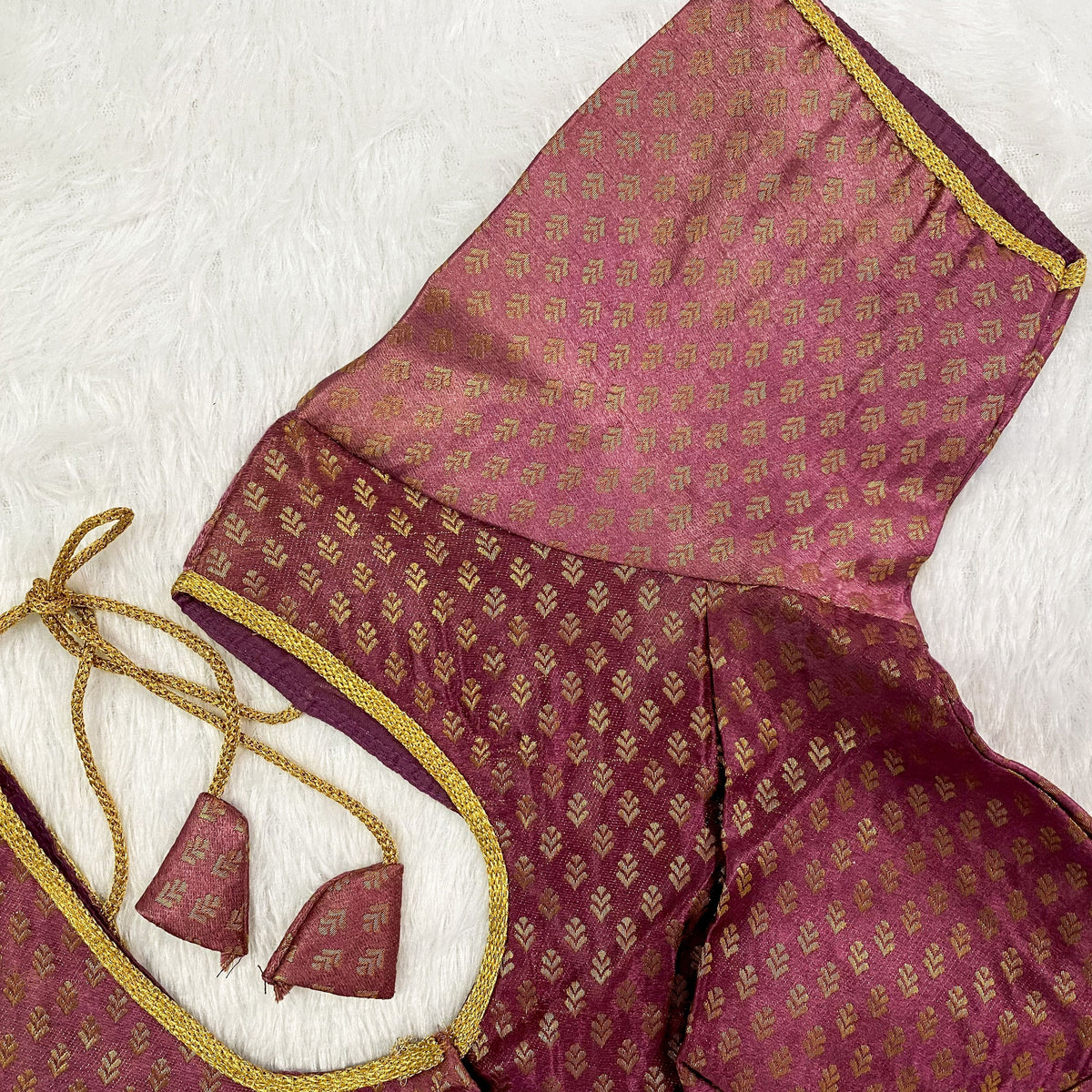 Wine Pink Brocade Cherry Blouse