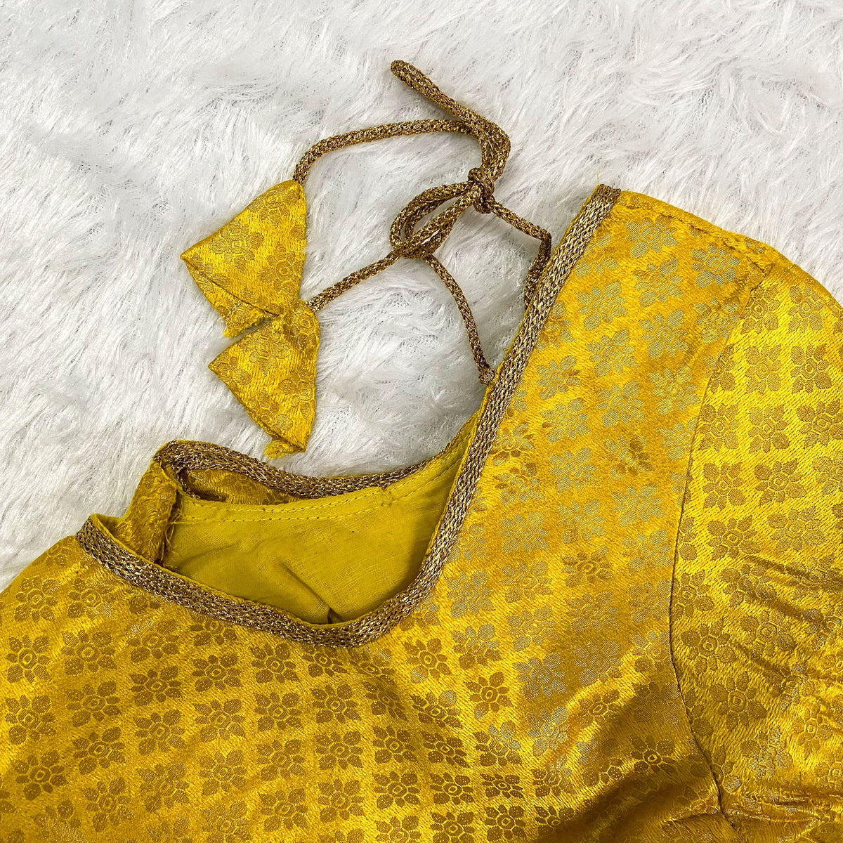 Mustard Yellow Brocade Cherry Blouse