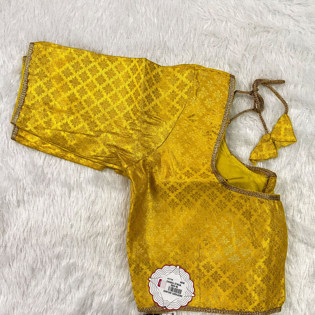 Mustard Yellow Brocade Cherry Blouse