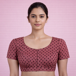 Queen Cotton Blouse Maroon with Polka Dots