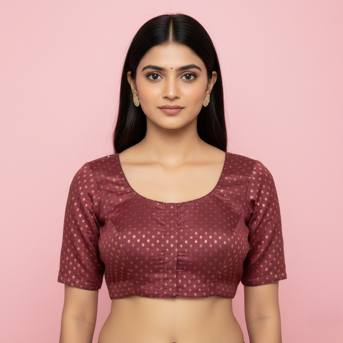 Kora Silk ELB Pink with Gold Dots