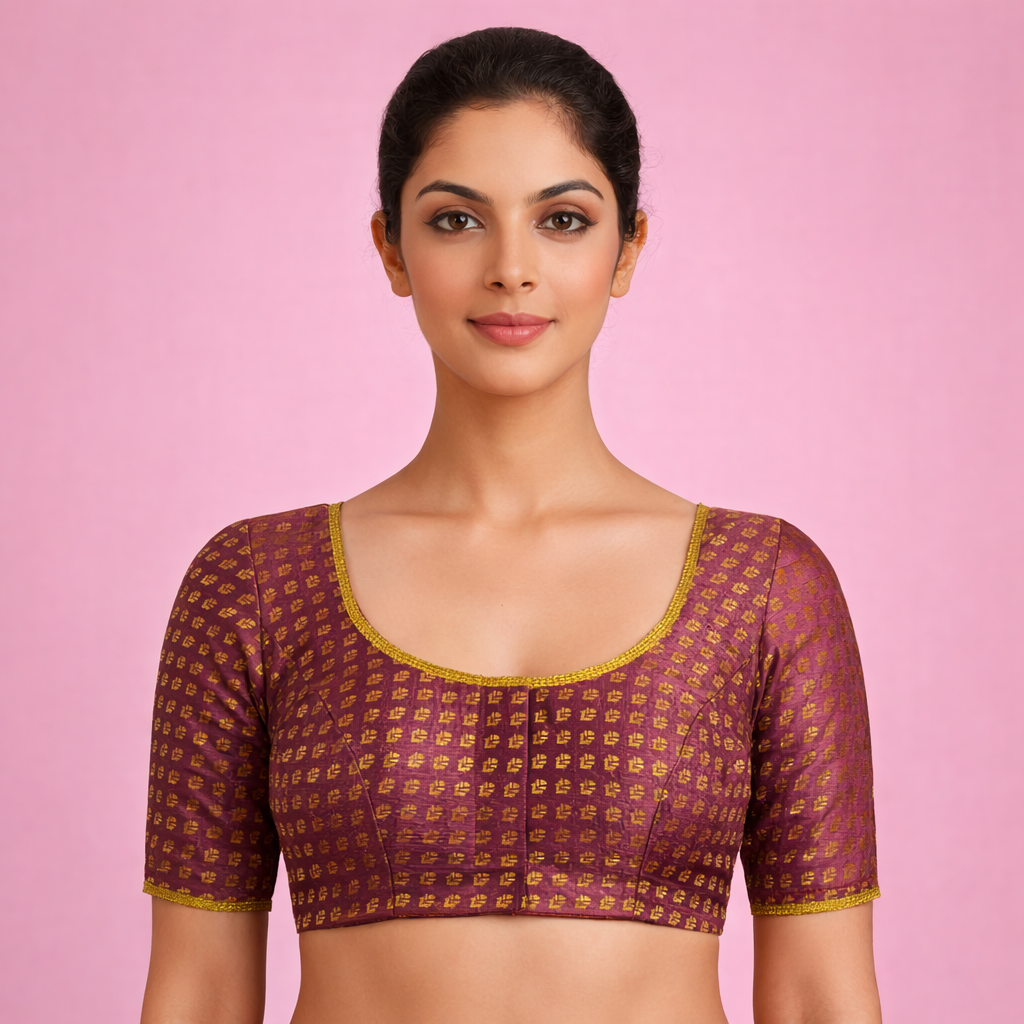 Wine Pink Brocade Cherry Blouse
