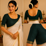 Cotton Bordered Elbow Blouse