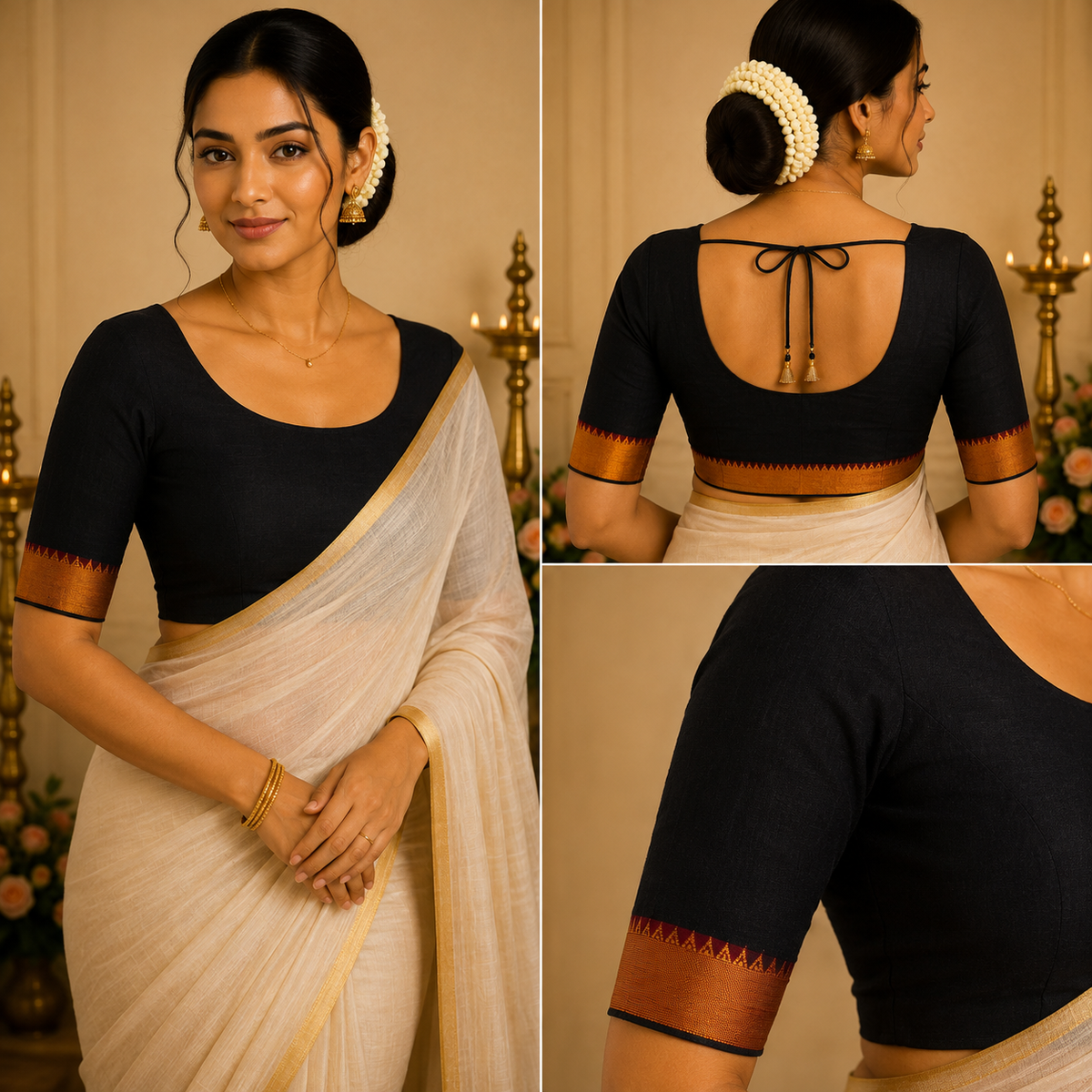 Temple Border Elbow Blouse,