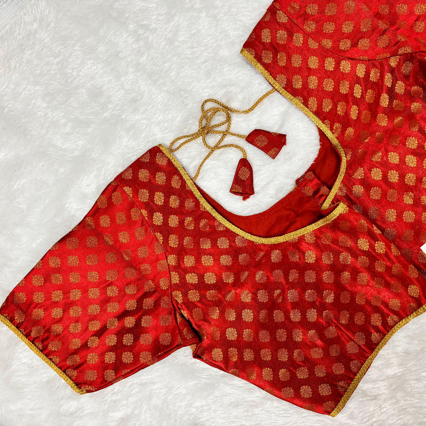 Cherry Red Brocade Cherry Blouse