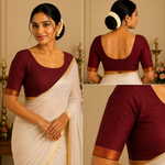 Cotton Bordered Elbow Blouse