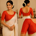 Cotton Bordered Elbow Blouse