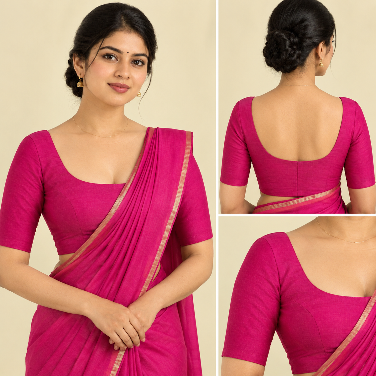 Silk Cotton Elbow Sleeve Blouse