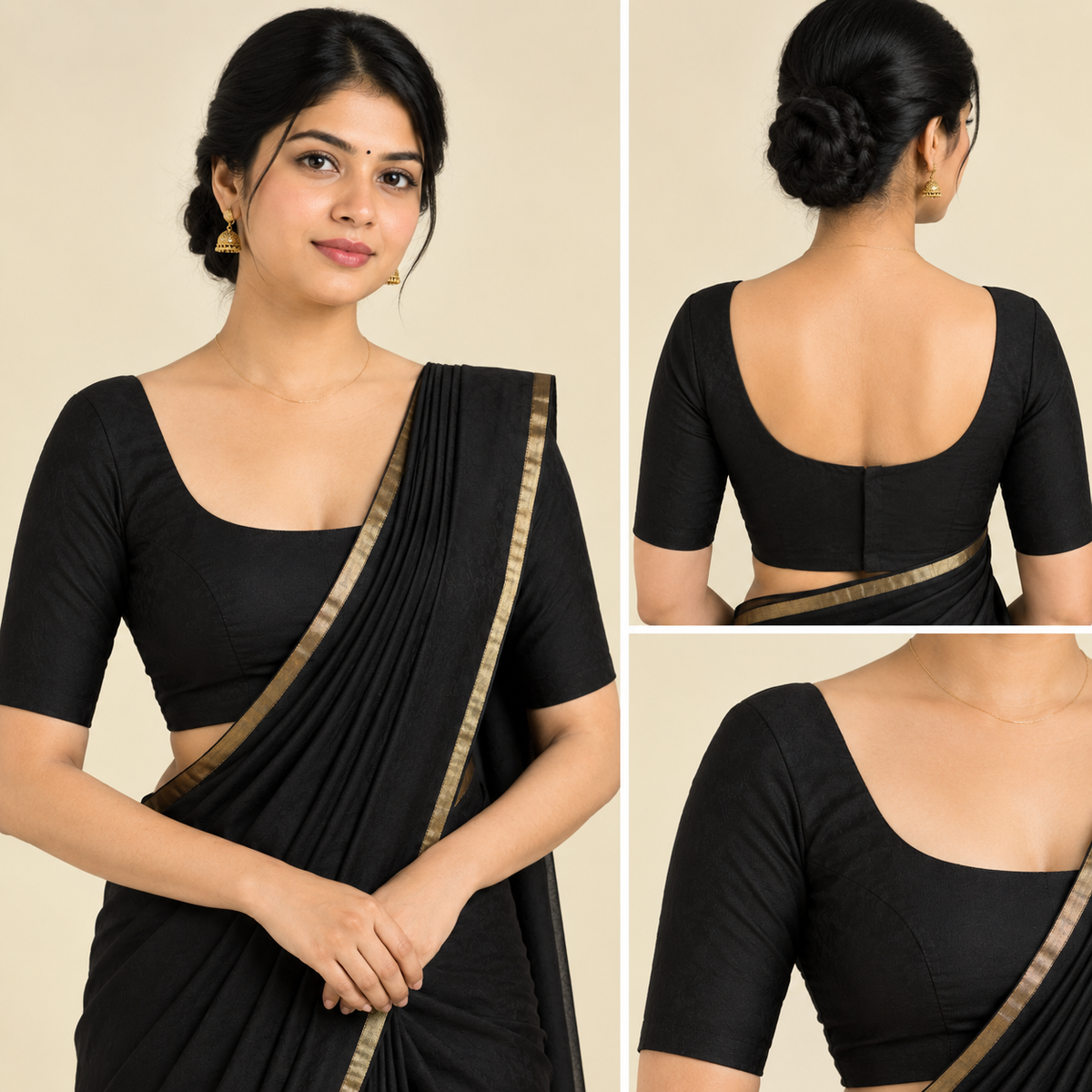 Silk Cotton Elbow Sleeve Blouse