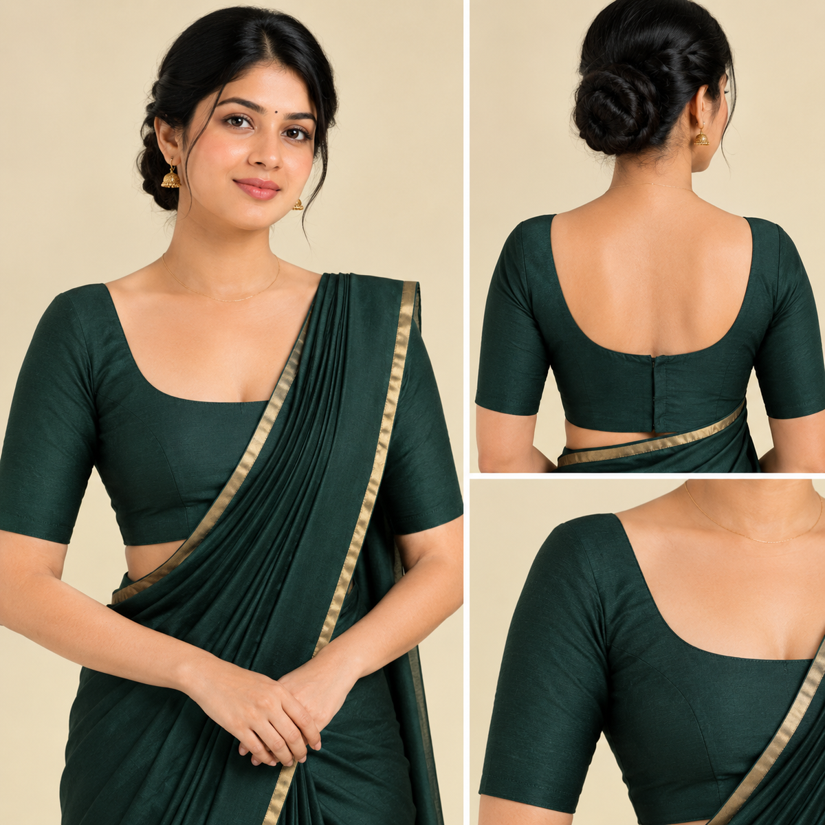 Silk Cotton Elbow Sleeve Blouse