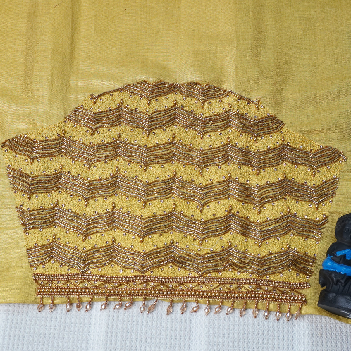 Zari Wave Tissue Silk Aariwork Material