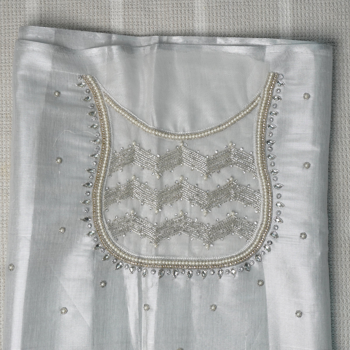 Zari Wave Tissue Silk Aariwork Material