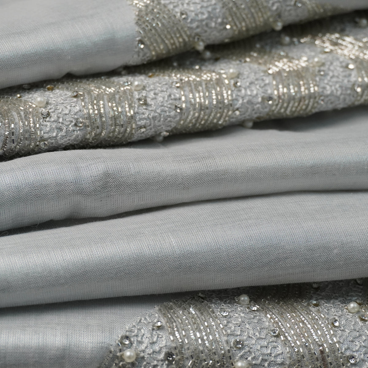 Zari Wave Tissue Silk Aariwork Material