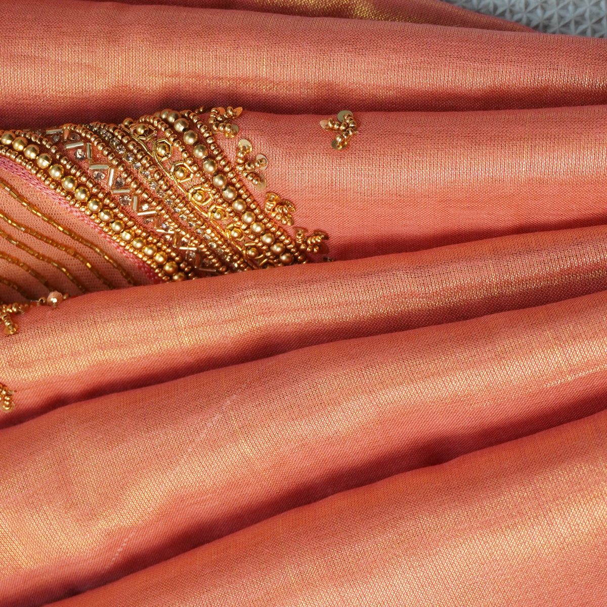 Temple Stripe Aari Work Blouse Material
