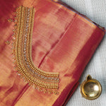 Temple Stripe Aari Work Blouse Material