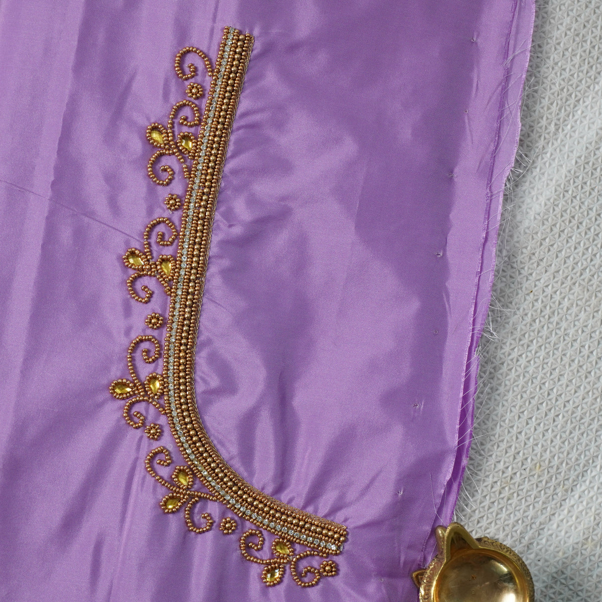 Floral Vine Aari Work Blouse Material