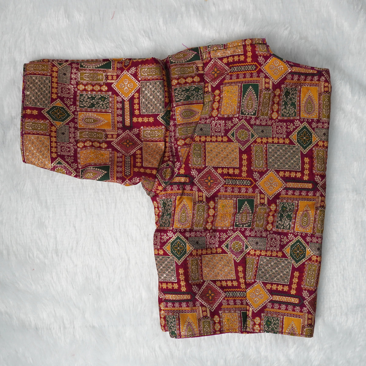 Pure Viscose Jacquard With Position Print Work Vintage Blouse