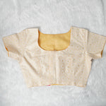 Jacquard Woven Pattern Off-White and Gold Woven Design Blouse