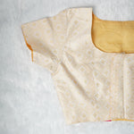 Jacquard Woven Pattern Off-White and Gold Woven Design Blouse