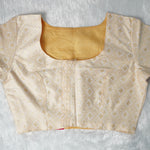 Jacquard Woven Pattern Off-White and Gold Woven Design Blouse