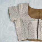 Jacquard Woven Pattern Off-White and Gold Woven Design Blouse