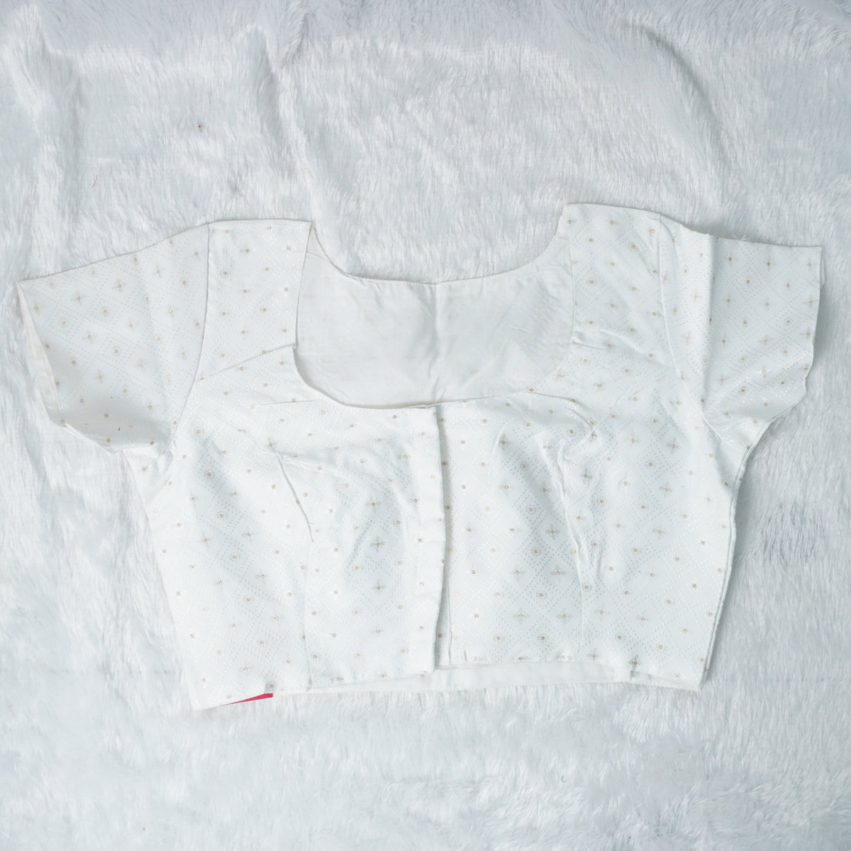 Jacquard Woven Pattern Off-White and Gold Woven Design Blouse